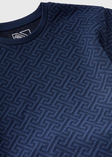 Boys Navy Jacquard T-Shirt & Shorts Set (7-12yrs)