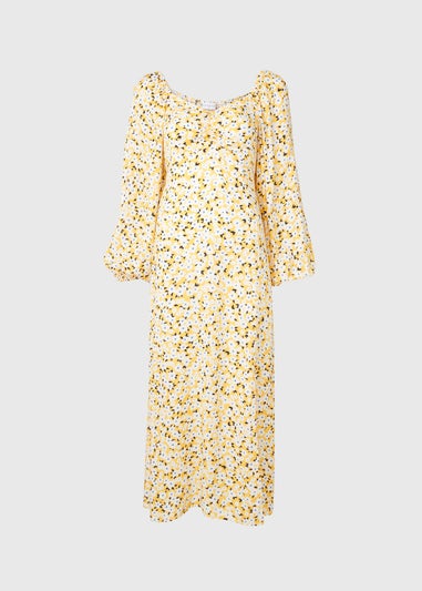 Yellow Floral Midi Dress
