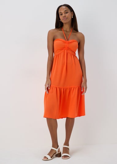 Orange Bubble Bandeau Dress