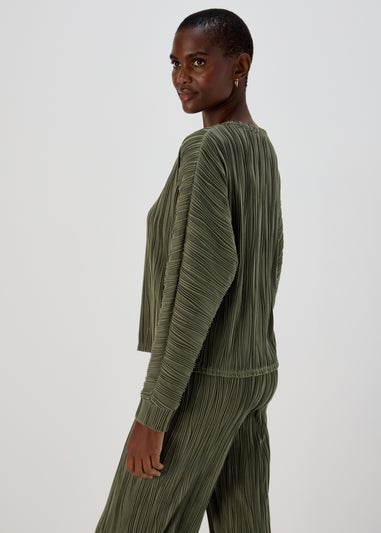 Khaki Textured Dolman Sleeve Top