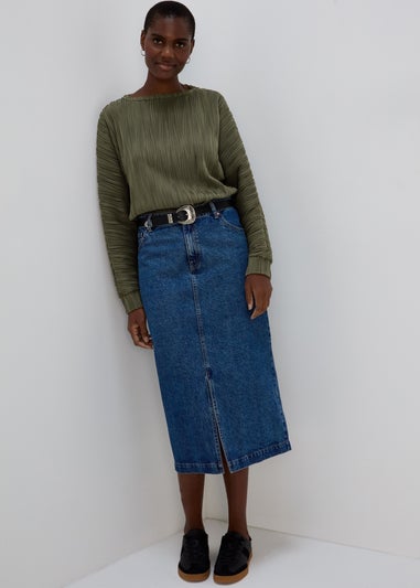 Khaki Textured Dolman Sleeve Top