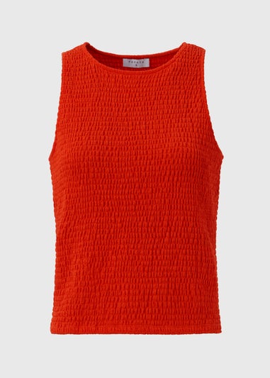 Red Shirred Co Ord Top