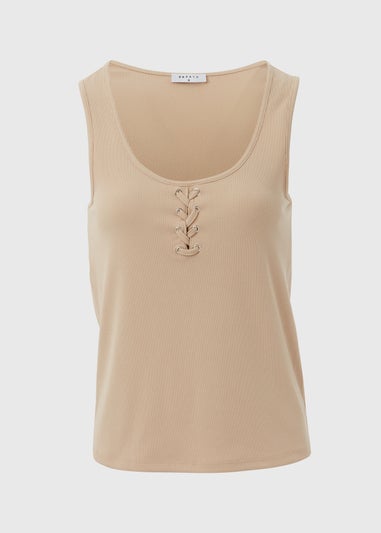 Beige Scoop Neck Vest