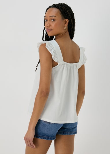 White Embroidered Vest Top