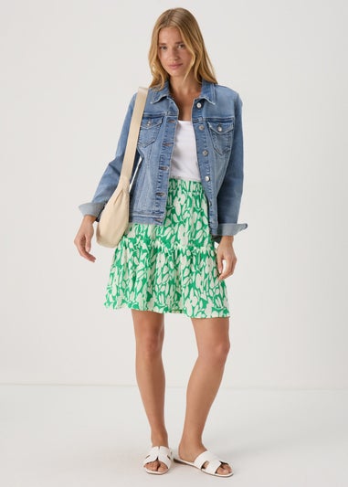 Green Tiered Mini Skirt