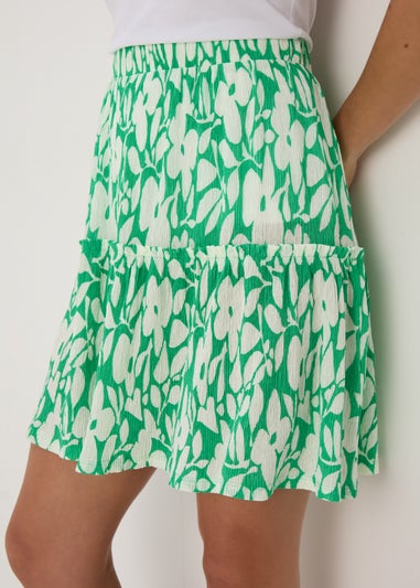 Green Tiered Mini Skirt