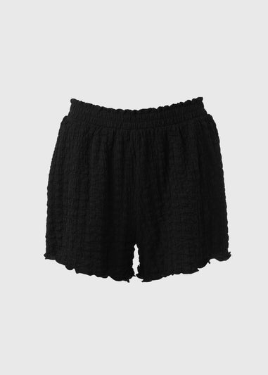 Black Plain Co Ord Shorts