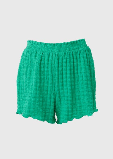 Green Textured Co Ord Shorts