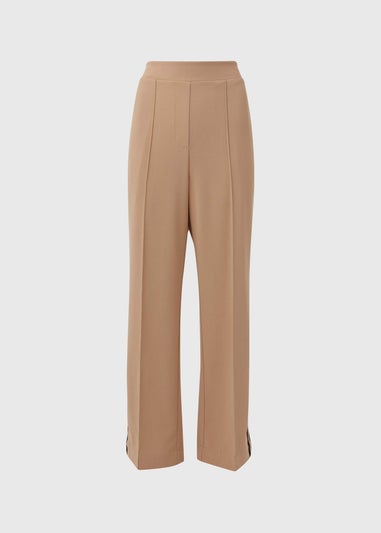 Et Vous Beige Side Stripe Wide Leg Trousers