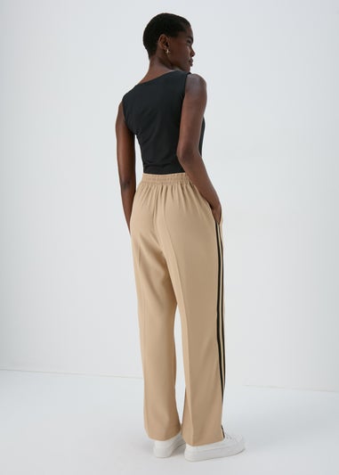 Et Vous Beige Side Stripe Wide Leg Trousers