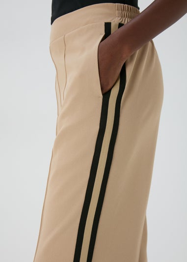 Et Vous Beige Side Stripe Wide Leg Trousers