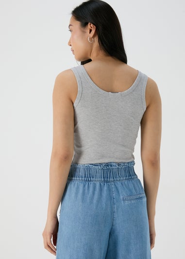 Grey Rib Scoop Neck Vest