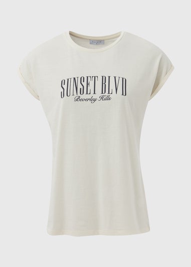 Beige Slogan T Shirt