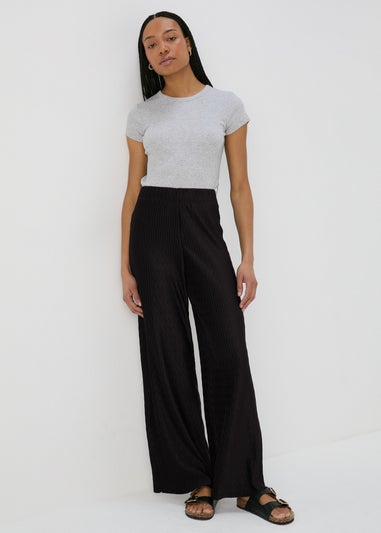 Black Crinkle Co Ord Trousers