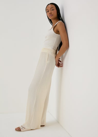 Cream Crinkle Co Ord Trousers