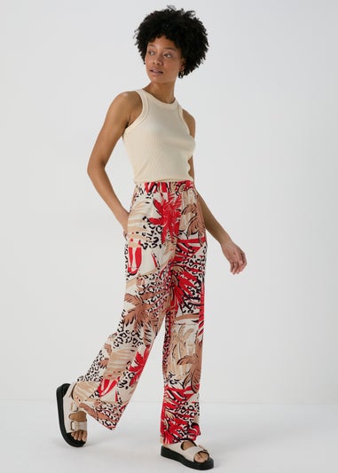 Multicolour Scarf Print Wide Leg Trousers