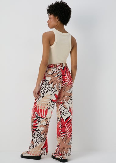 Multicolour Scarf Print Wide Leg Trousers