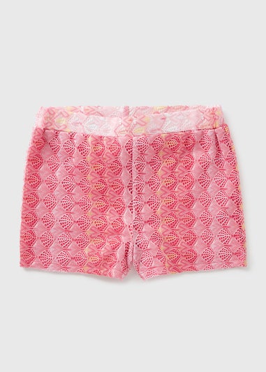 Girls Pink Lace Shorts (7-15yrs)