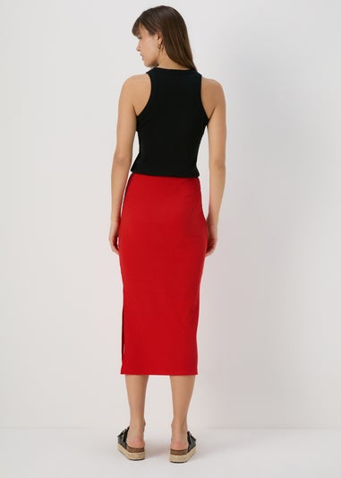 Red Rib Skirt