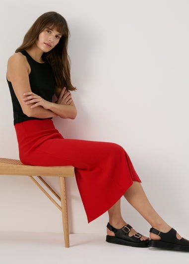 Red Rib Skirt