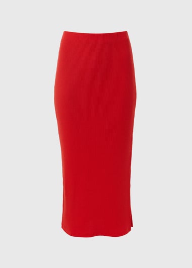 Red Rib Skirt