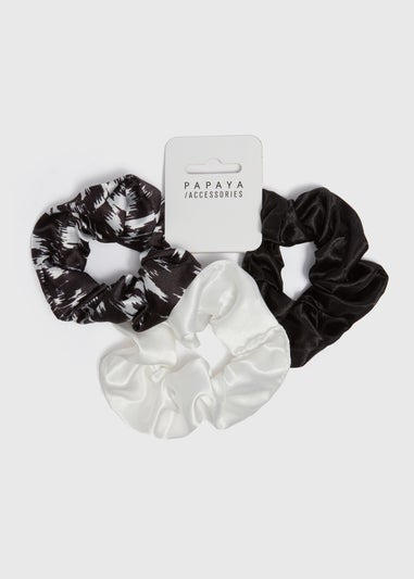 3 Pack Black & White Scrunchies