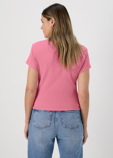 Pink Ribbed T-Shirt