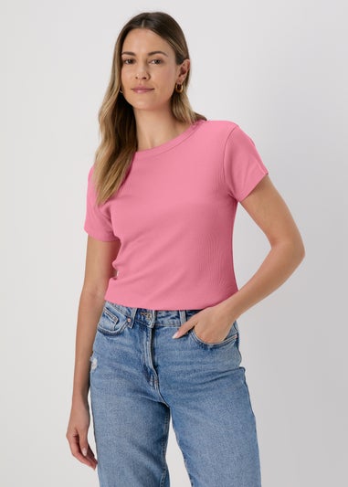 Pink Ribbed T-Shirt