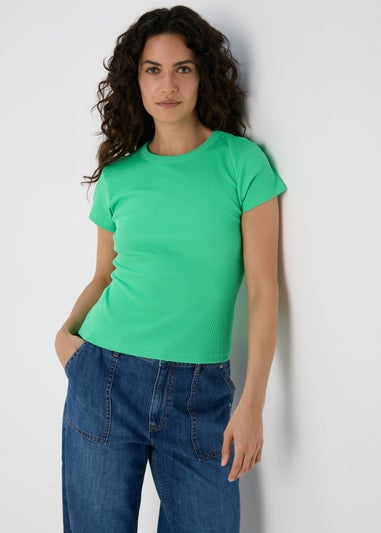 Green Ribbed T-Shirt