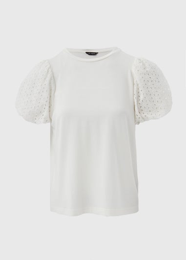 Et Vous White Puff Sleeve T-Shirt