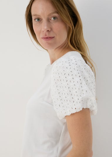 Et Vous White Puff Sleeve T-Shirt