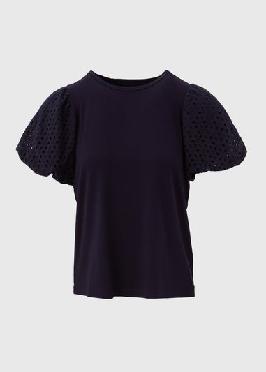 Et Vous Navy Puff Sleeve T-Shirt