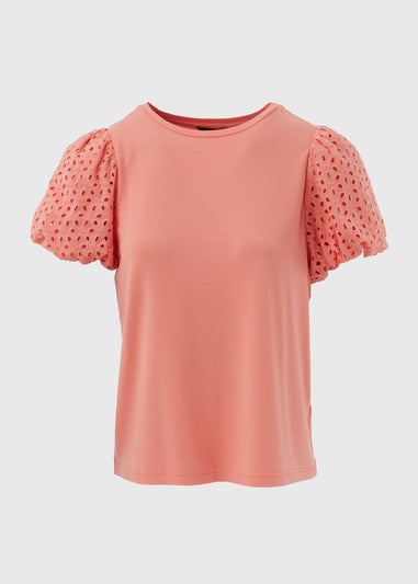 Et Vous Coral Puff Sleeve T-Shirt