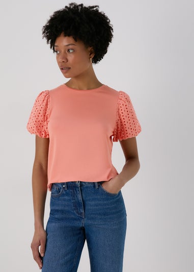 Et Vous Coral Puff Sleeve T-Shirt