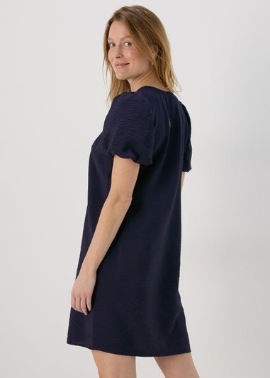 Et Vous Navy Puff Sleeve Midi Dress