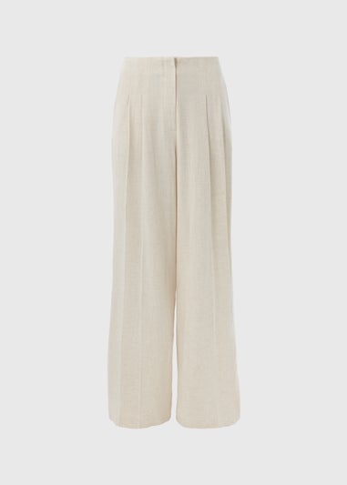 Et Vous Beige Wide Leg Linen Trousers