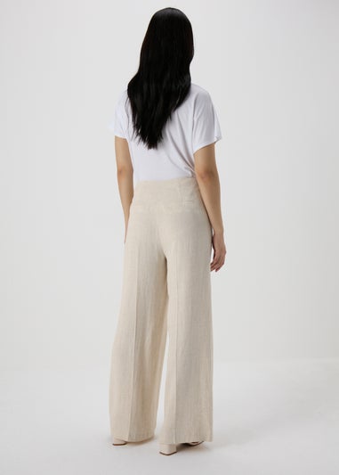 Et Vous Beige Wide Leg Linen Trousers