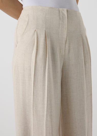 Et Vous Beige Wide Leg Linen Trousers