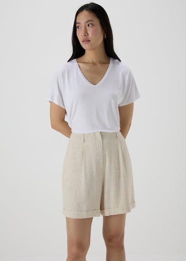 Et Vous Beige Linen Shorts