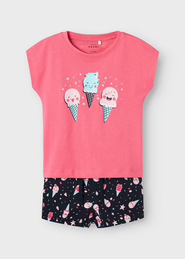 Name It Girl Pink Ice-Cream Top & Shorts Set (9mths-5yrs)