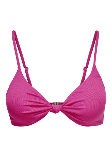 ONLY Pink Sienna Ribbed Knot Bikini Top