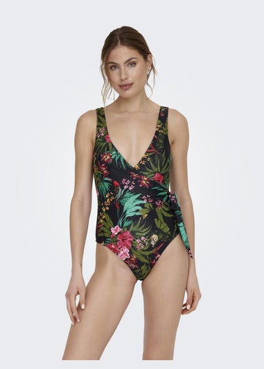 ONLY Floral Print Julie Wrap-Tie Swimsuit