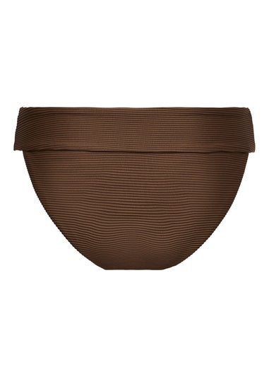 ONLY Brown Ribbed Bikini Bottoms