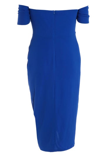 Quiz Blue Curve Chiffon Bardot Midi Dress