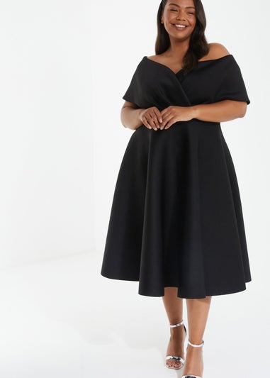 Quiz Black Curve Midi Skater Dress