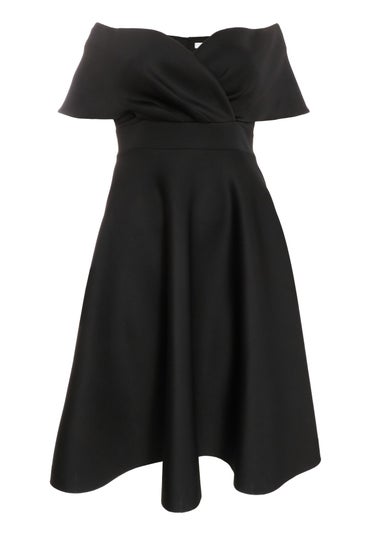 Quiz Black Curve Midi Skater Dress