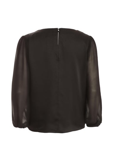 Quiz Black Curve Chiffon Cowl Neck Top