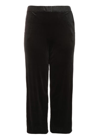 Quiz Black Curve Velvet Palazzo Trousers