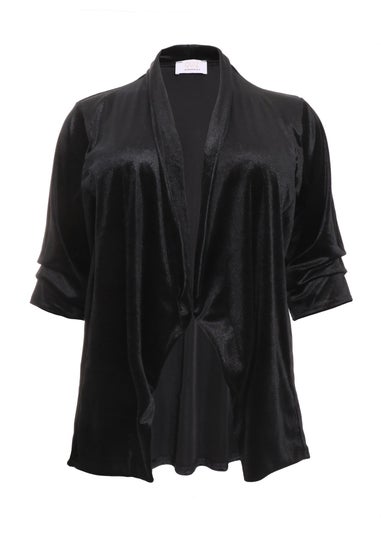 Quiz Black Curve Velvet Waterfall Blazer