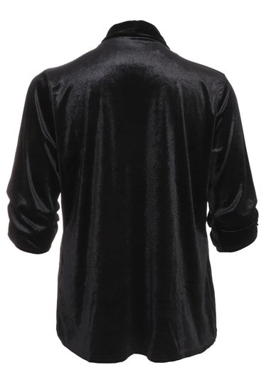 Quiz Black Curve Velvet Waterfall Blazer